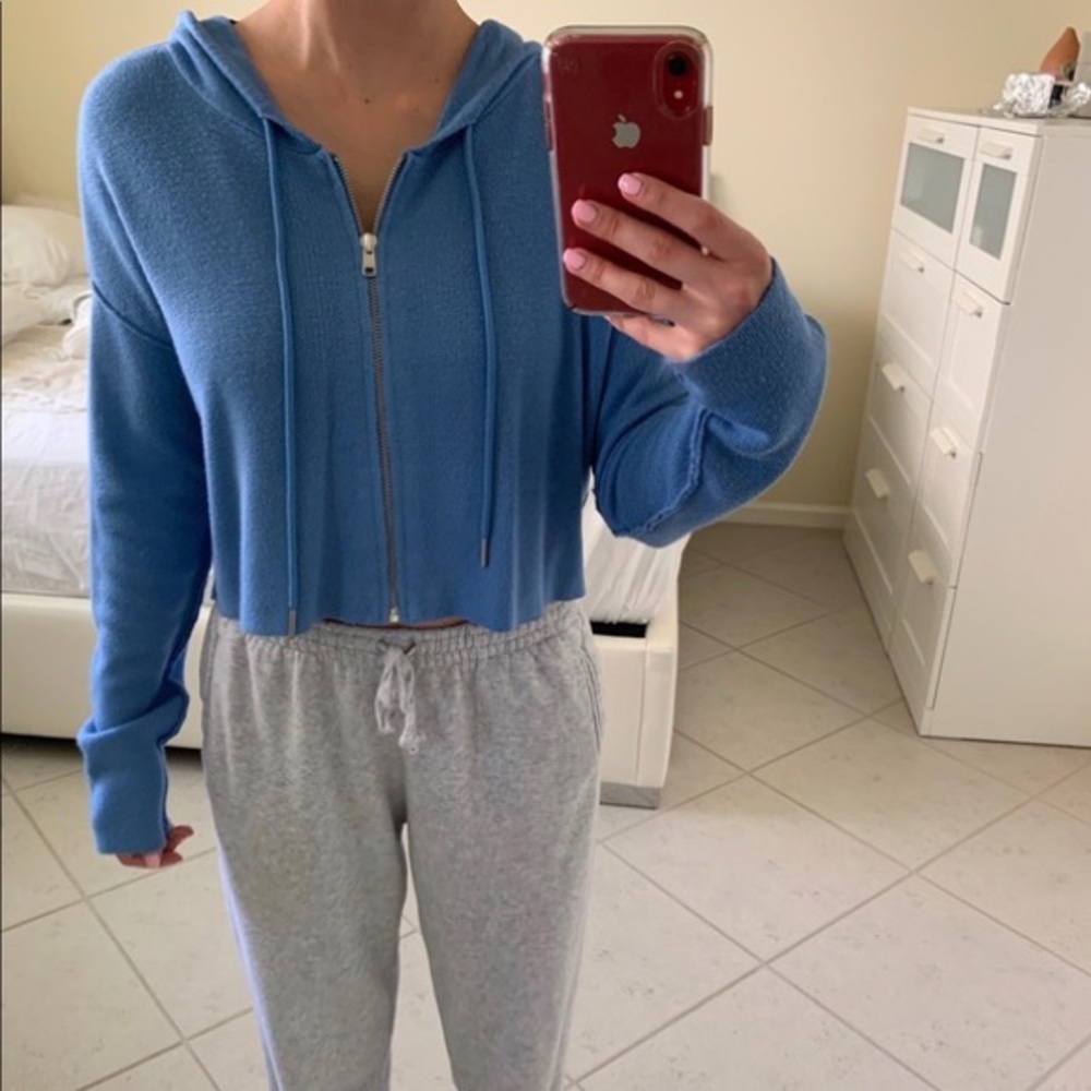 Garage Blue Cropped Hoodie